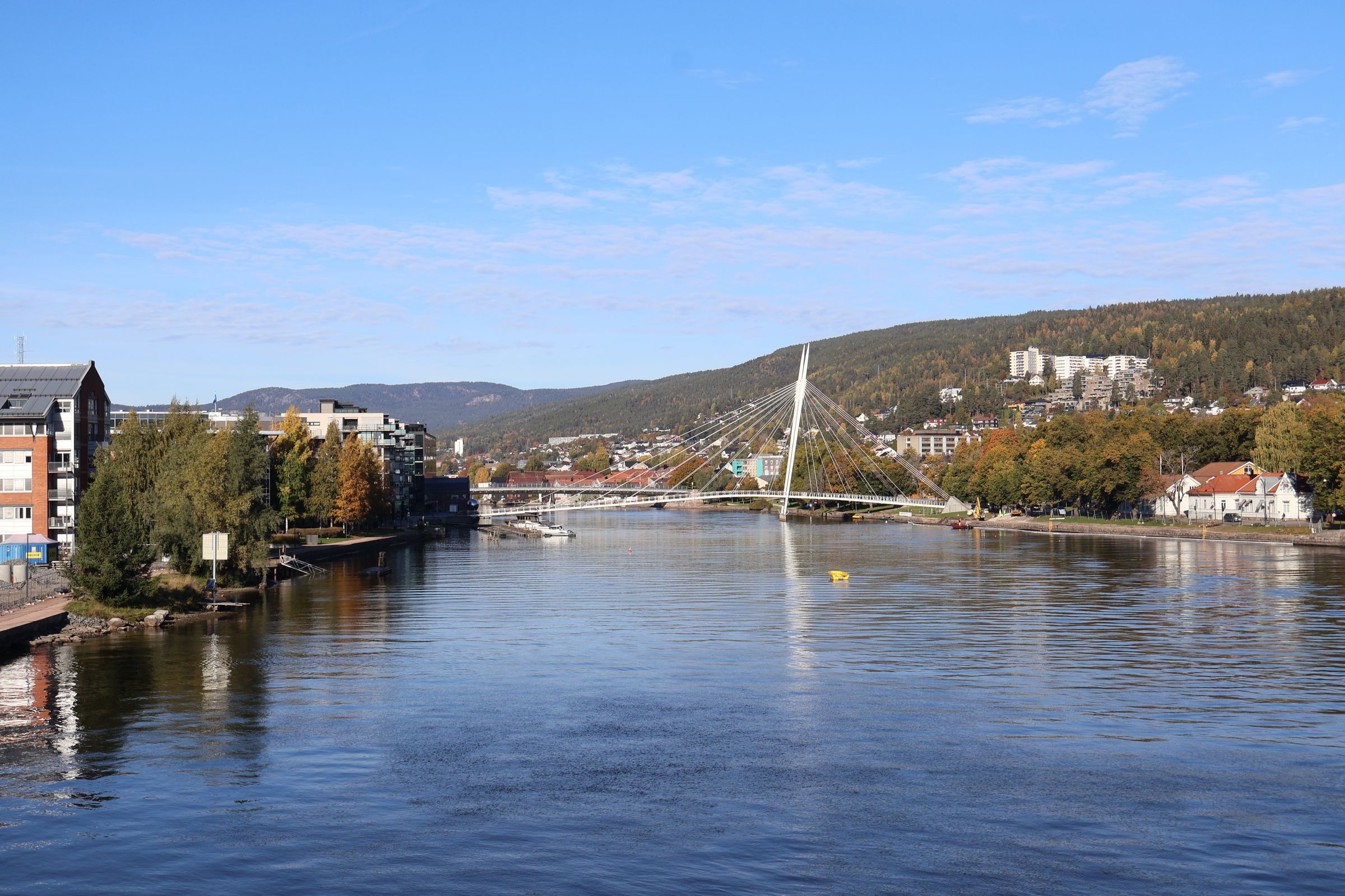 Drammenselva med Ypsilon-brua i Drammen
